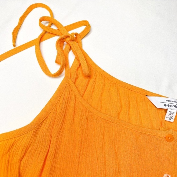 & Other Stories Tangerine Tie Shoulder Cotton Maxi Dress - Picture 8 of 10